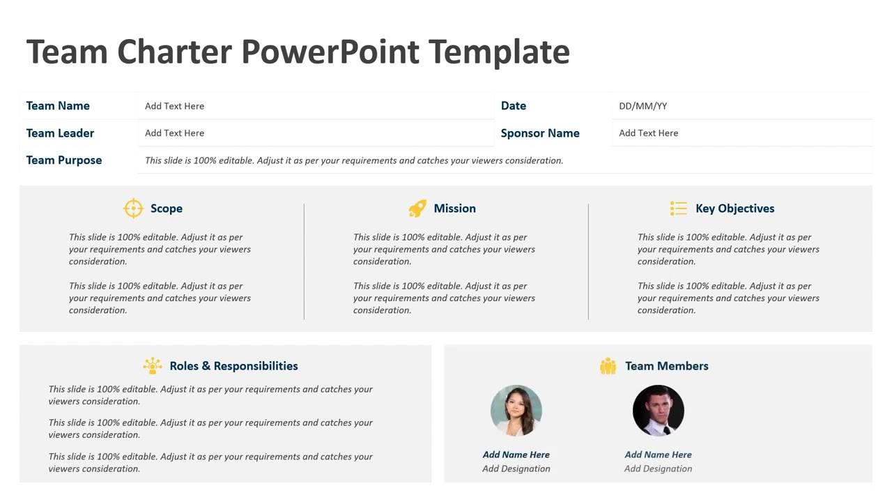 Team Charter PowerPoint Template | Kridha Graphics