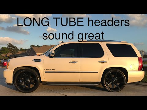 My Cadillac Escalade LONG TUBE headers doing a burn out !!! KOOKs Long Tubes