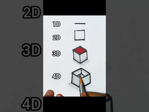 How to draw 1D 2D 3D 4D 🧐🤔😎 drawing #3d #art #4D #shortfeed