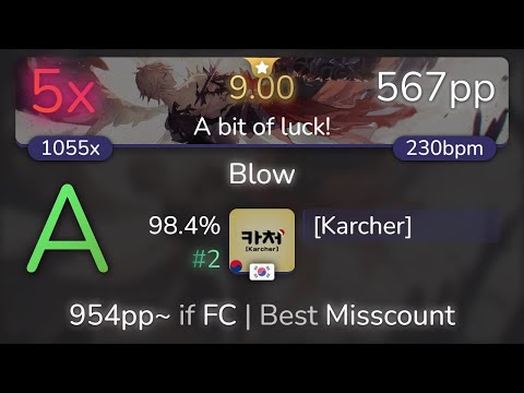 [9.00⭐] [Karcher] | UNDEAD CORPORATION - Blow [A bit of luck!] 98.4% {#2 567pp 5❌} - osu!