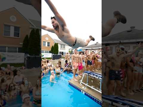 Olympic trampoline at a pool party