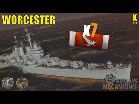 Cruiser Worcester 7 Kills & 129k Damage | World of Warships Gameplay
