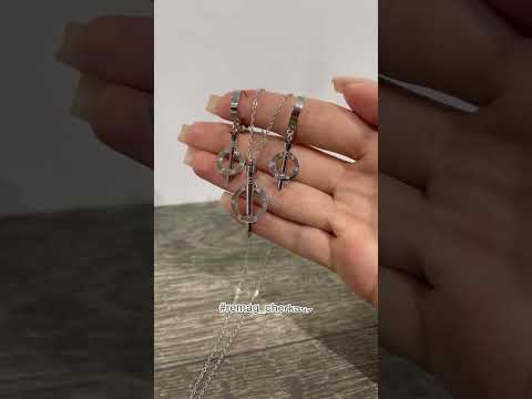 Подарок девушке набор украшений "Серебристые гвозди в кольце" колье и серьги ювелирная сталь в коробочке - фото 3 - id-p2049184008