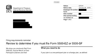 How to understand your CP214 Notice (Check to determine if you need to file IRS Form 5500)