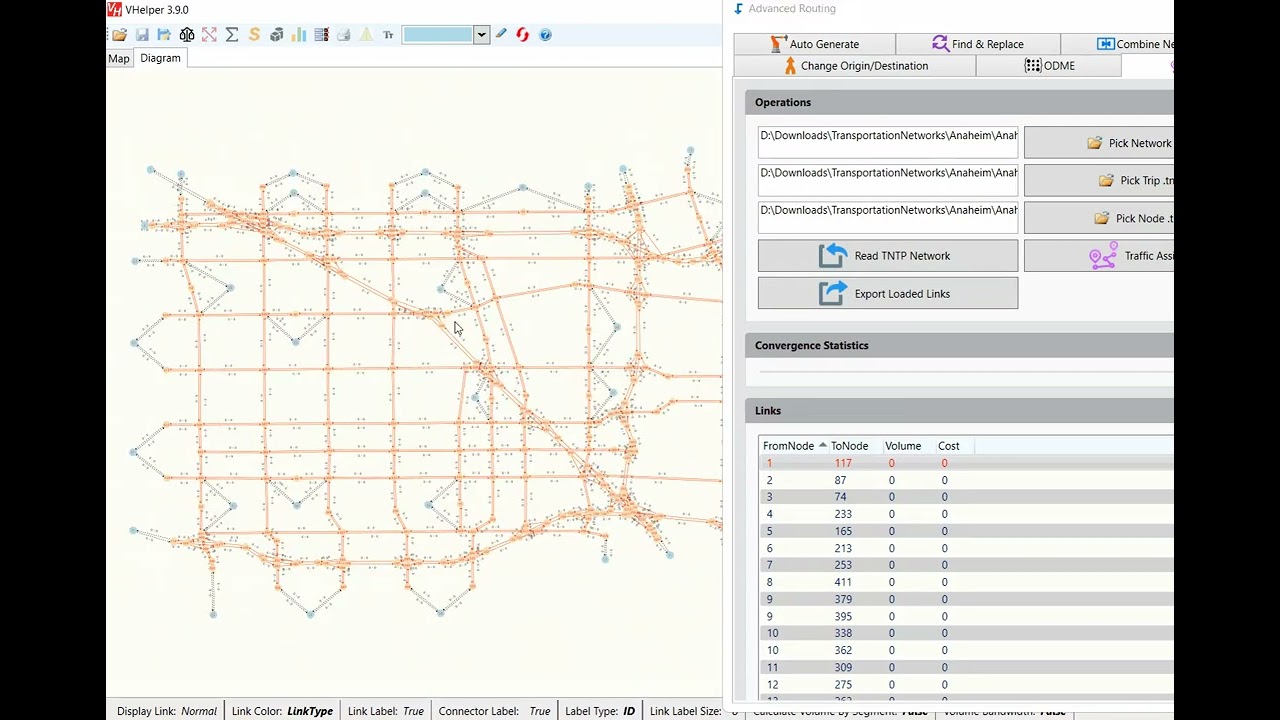VHelper conducts Static User Equilibrium Traffic Assignment