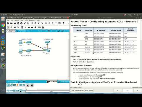 4.1.1.11 Cisco Packet Tracer 7.2 - Configuring Extended ACLs   Scenario 2