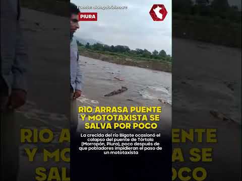 ¡MOMENTOS DE TENSIÓN! Puente colapsa por crecida del río y pobladores evitan una tragedia