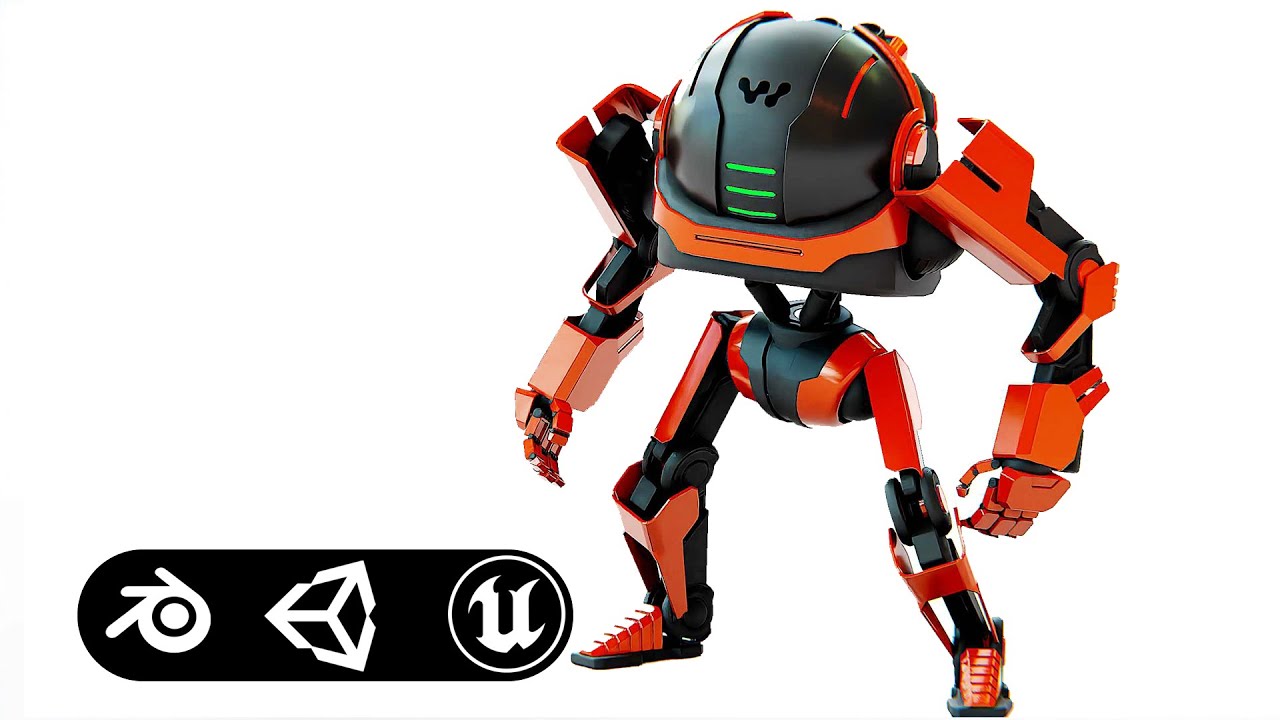 Droid Y-50 Auto-Rig Pro Rigged For Mixamo Unreal Engine Unity 3D Model