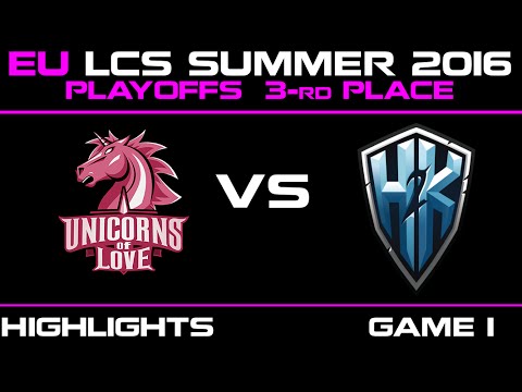 UOL vs H2K Game 1 highlights EU LCS 2016 Summer Playoffs Third place   Unicorns Of Love vs H2K