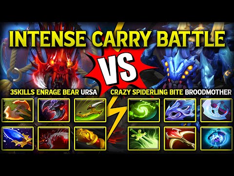 INTENSE HARD CARRY BATTLE | 35KILLS ENRAGE BEAR URSA VS. CRAZY SPIDERLING BITE BROODMOTHER DOTA 2