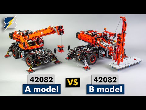LEGO Technic 42082 Rough Terrain Crane vs 42082 B model Mobile Pile Driver