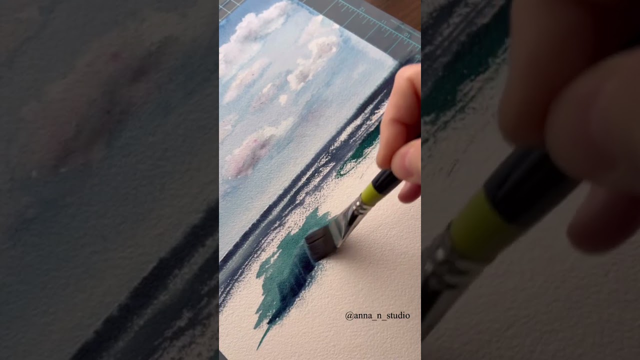 Beach Watercolor Painting #shorts