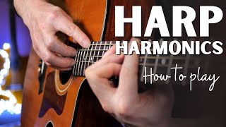 how to play HARP HARMONICS - guitar lesson tutorial