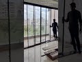 one side foldable telescopy sliding doors #glass#new#sliding#balcony#black#colour