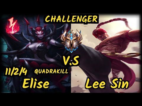 SevenArmy (ELISE) vs LEE SIN - QUADRAKILL 11/2/4 KDA JUNGLE CHALLENGER GAMEPLAY - EUW v9.7