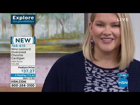 Nina Leonard Oversized Chenille Cardigan