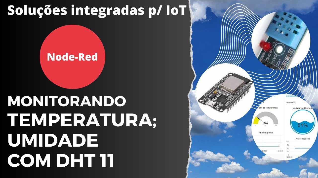 Monitoramento de Temperatura e Umidade com IDE Arduino, sensor DHT, ESP32, Node-RED e dashboard.