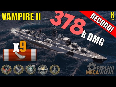 RECORD! Vampire II 9 Kills & 378k Damage | World of Warships Gameplay