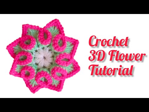 Learn Crochet 3D Flower # Music 🎶🎵