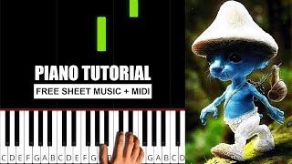 We Live We Love We Lie 🔵🐱 Smurf Cat Meme (Right/Both Hands) - (BEGINNER) Piano Tutorial