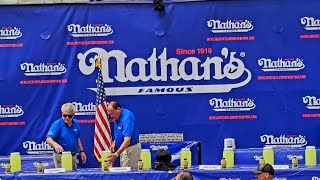 Lemonade chugging contest at Nathan's 4th of July 2024