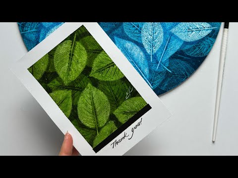 Easy leaf impressions painting / Depth green leaves painting / Leaf imprints / Acrylic painting