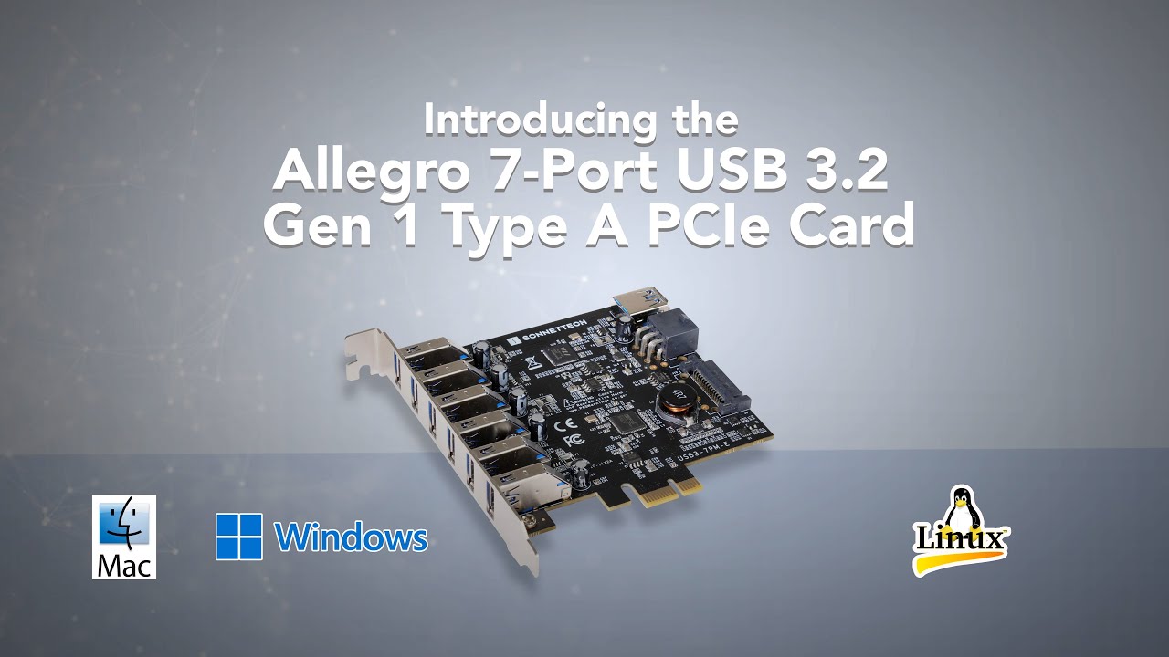 Sonnet Allegro 7-Port USB 3.2 Gen 1 Type A PCIe Card