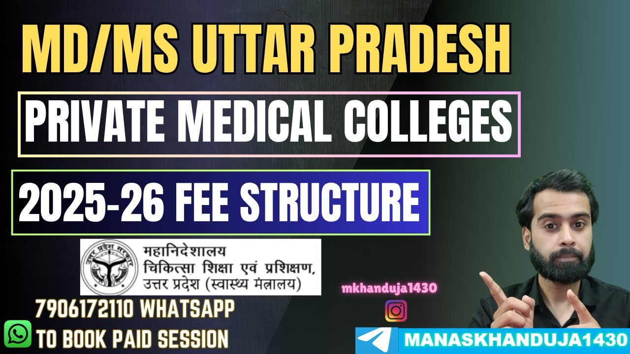 MD/MS UTTAR PRADESH PRIVATE MEDICAL COLLEGES | FEE STRUCTURE 2025-26 | HIGH FEES EFFECT ON CUTOFFS