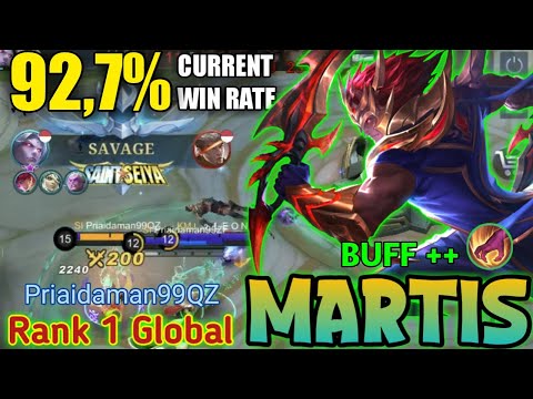 SAVAGE ! 92,7% Win Rate Martis Hyper Gameplay ! Top 1 Global Martis Gameplay 2022 - Mobile Legends