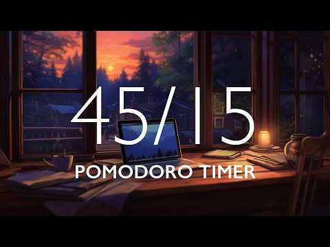 Pomodoro Timer with Ambient Music 🎧 2 hour study session (45/15)