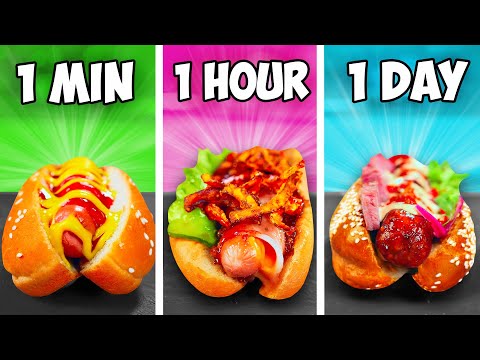 1 Minute vs 1 Hour vs 1 Day Hot Dog by VANZAI COOKING