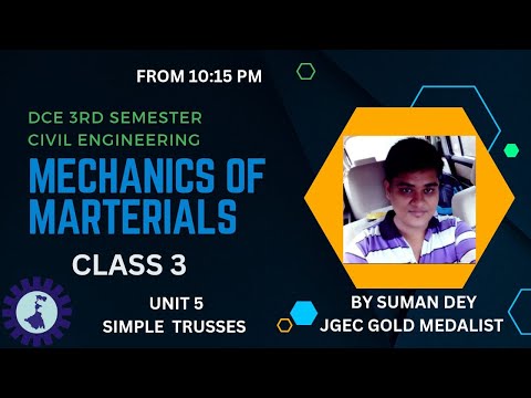 CLASS 3 ON MECHANICS OF  MATERIALS / CE PC 301 / 3RD SEMESTER DCE 2023 / UNIT 5