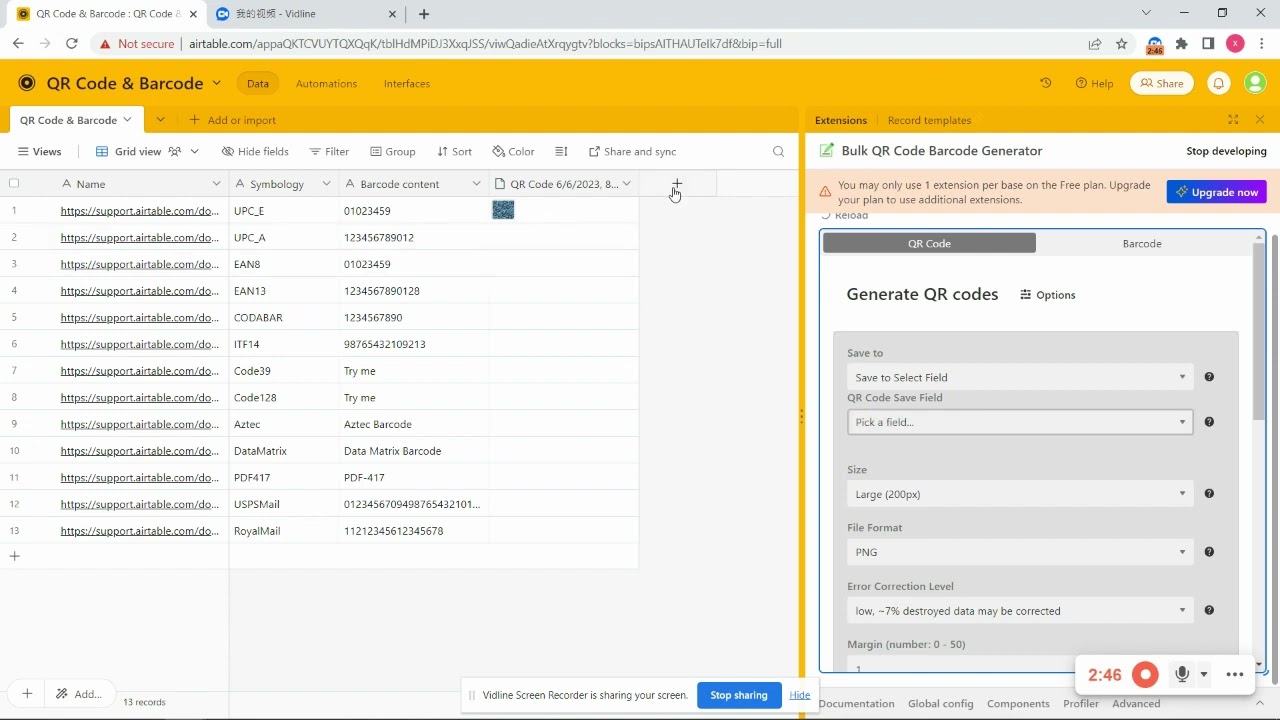 Airtable QR Code Generator demo video