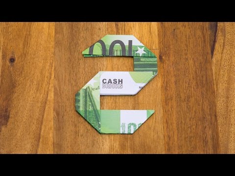 Banknote folding number 2 - Origami money gift tutorial - number 2/10