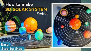 DIY 3D Solar System Mobile with Cardboard | cardboard se Solar system kaise banaye #diy #art #craft