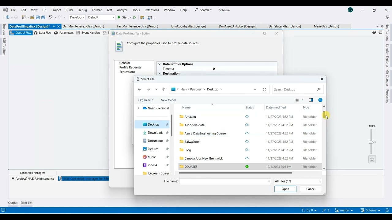 Data Profiling Task-Component SSIS - Visual Studio - SQL Server