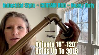 Industrial "Pipe" Style Heavy Duty Curtain Rod. 18-120IN. 30LB Capacity. Indoor or Outdoor use.