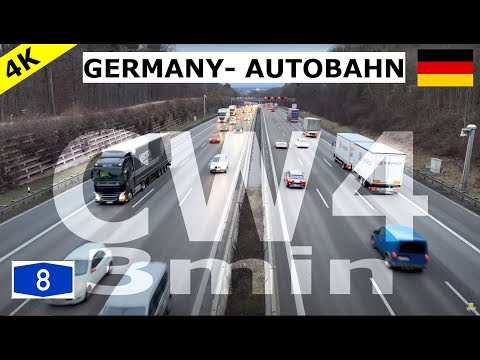 4K CW4 Germany Autobahn A8 Stuttgart 3 Minute ... relax, chill & drive