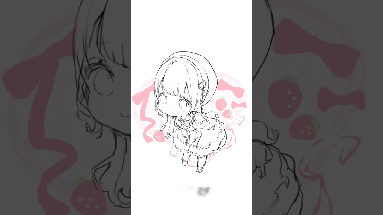 これはボツ‼️もっと可愛くするためにラフを描き直したよ🎀#イラストメイキング #commission