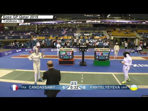 2019 79 T16 06 F E Individual Doha QAT GP GREEN PANTELYEYEVA UKR vs CANDASSAMY FRA