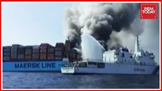 Massive Fire Onboard A Merchant Vessel Near Lakshadweep Islands, 4 Crew Members Missing