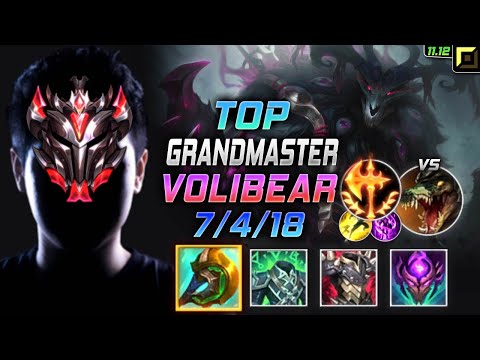 GrandMaster Volibear TOP vs Renekton - 천상계 탑 볼리베어 템트리 룬 신파자 정복자 ボリベア Волибир 不灭狂雷 - LOL KR 11.12