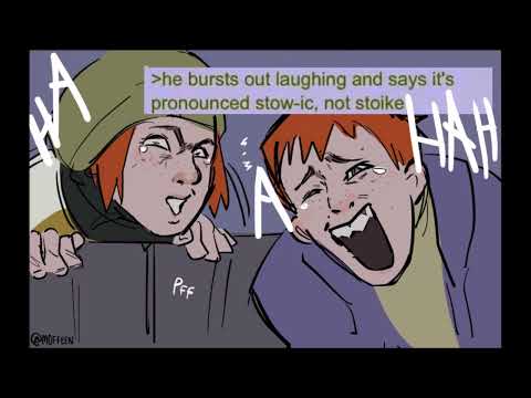 Harry and Kim pass a group of youths