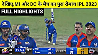 MI vs DC  IPL 2023 Full Match Highlights, Mumbai Vs Delhi IPL 2023 Full Match Highlights