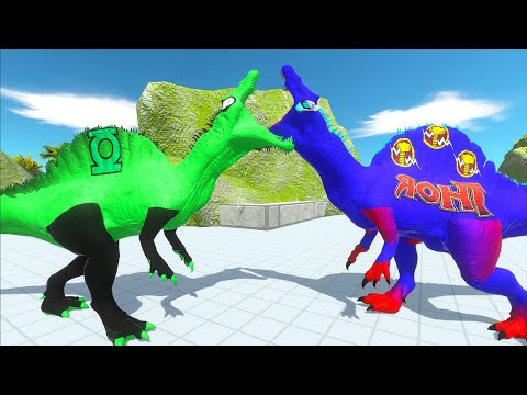 GREEN LANTERN SPINO VS SUPERMAN ORCA VS THOR SPINO DEATH RUN - Animal Revolt Battle Simulator