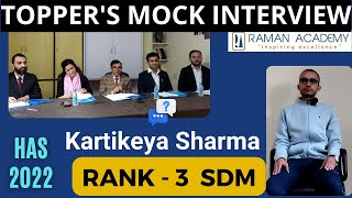 HAS/HPAS Coaching in Shimla, Himachal Pradesh (Online + Offline) | Raman Academy 1 HPAS topper Kartikeya Sharma, Rank 3 SDM, mock interview at Raman Academy Shimla