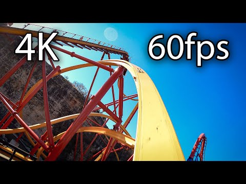 Front row point of view footage of Wonder Woman Golden Lasso Coaster