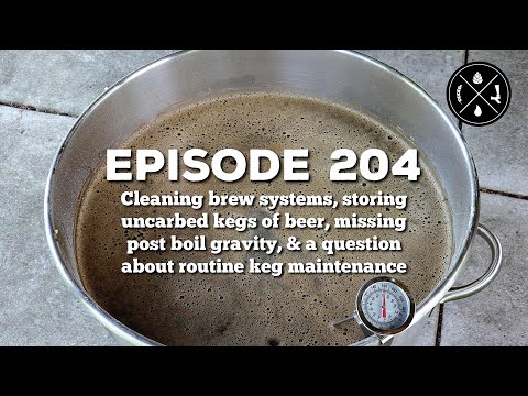 Cleaning brew systems, storing uncarbed kegs of beer, post boil gravity, & keg maintenance - Ep. 204
