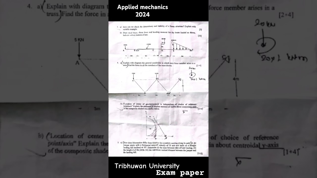 Applied mechanics 2024 Tribhuwan University exam paper 2024 #tu new course