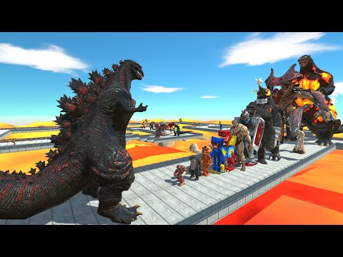 Shin Godzilla vs Godzilla Burning LAVA MOLTEN DEATH RUN - Animal Revolt Battle Simulator